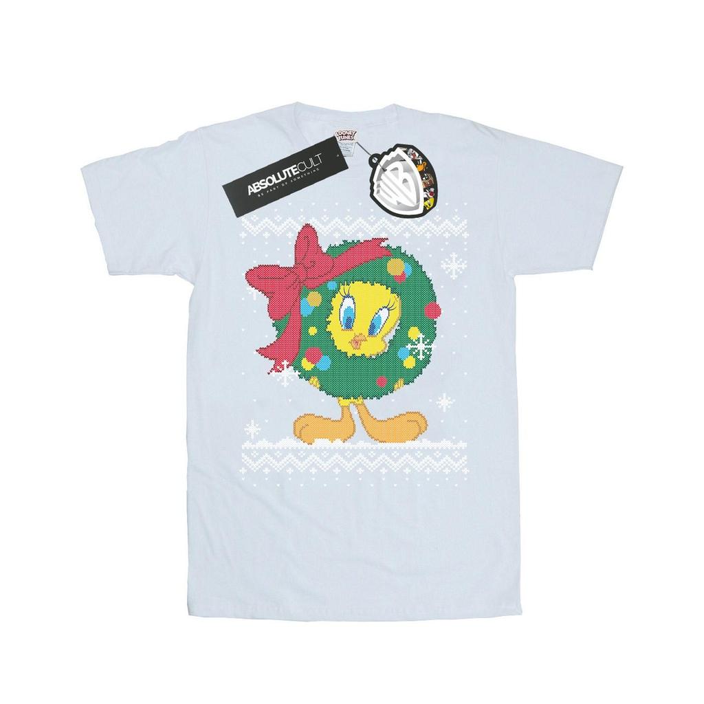Looney Tunes Womens/Ladies Tweety Pie Christmas Fair Isle Cotton Boyfriend T-Shirt