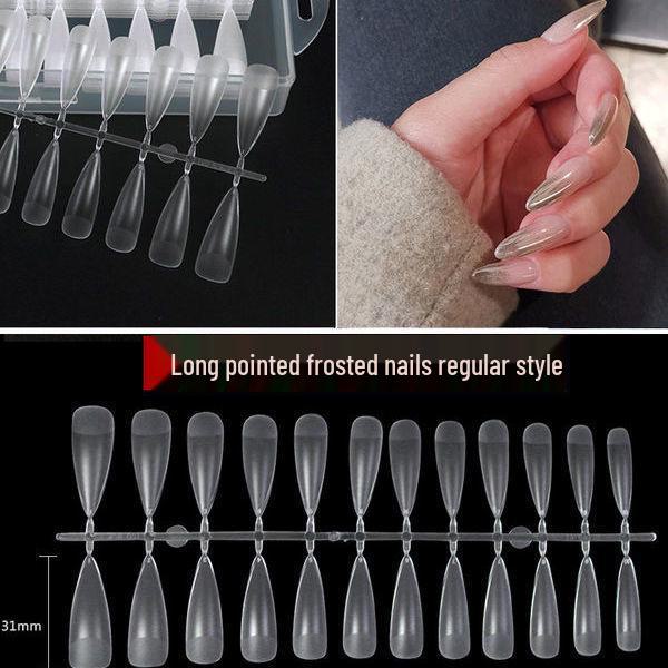 Nail Art Dual-Use Frosted Tips: Ultra-Thin, Traceless, No-Carve False Nail Stickers for Extended Nails