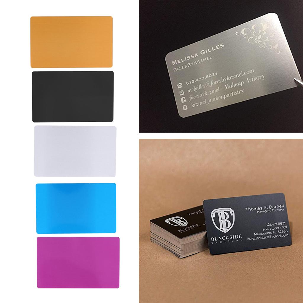 Multicolor Aluminum Blank Business Cards Engraving Tags Mark Impressive Business Visiting Name Cards for Office 100PC