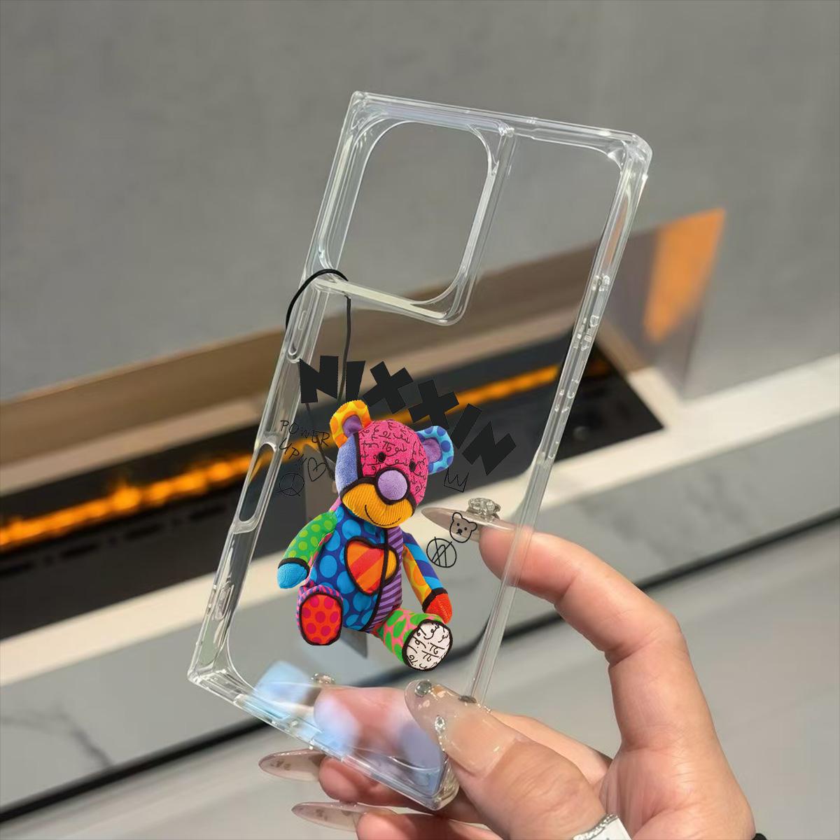 

Прозрачный чехол с квадратной задней защитой для трубки для iPhone 11 14 Pro Max 13 15 Plus 12 16 ProMax, защита от кислорода, цветной чехол с рисунком плюшевого мишки iphone 11 ProMax