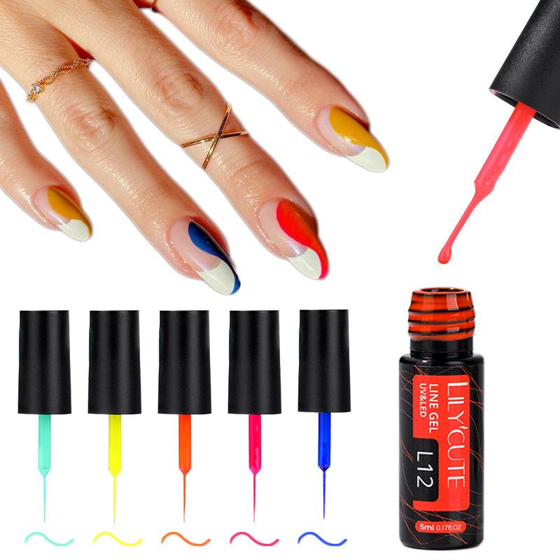 A Full Set Of Elastic Brushed Glue, Nail Art Fluorescent Pull Line Hook Glue, Painted Diy Manicure Phototherapy Nail Polish Glue