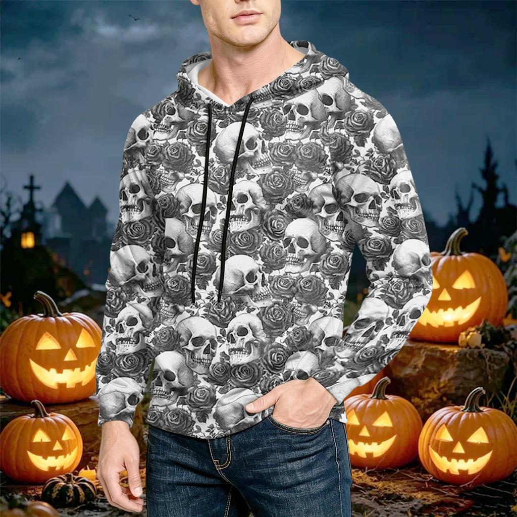Men's Casual Loose Fit Printed Hoodie with Pocket and