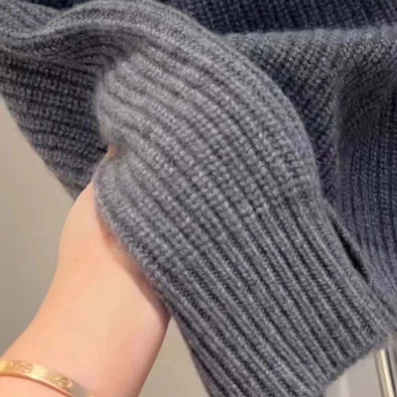 Sweater for Women Autumn Winter Thickened Warm Knitted V Neck Stretchy Long Sleeve Sweater Tops