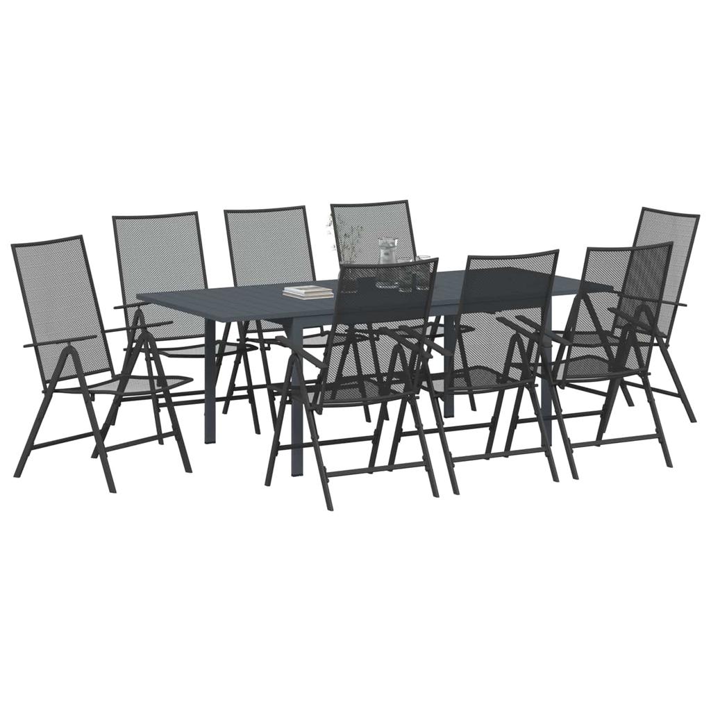 Garden Dining Set 9 Pcs Anthracite Steel