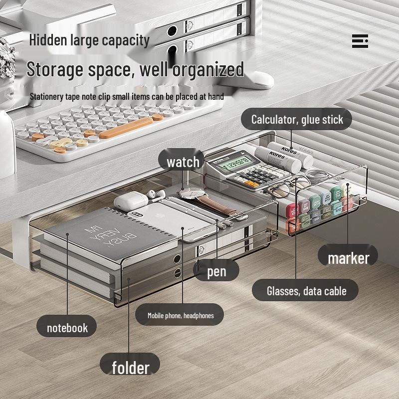 Under-Desk Hidden Storage Box for Cosmetics & Stationery