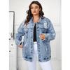 Women's Retro Worn-out Denim Jacket - European Street Style, Loose Fit for Spring and Autumn