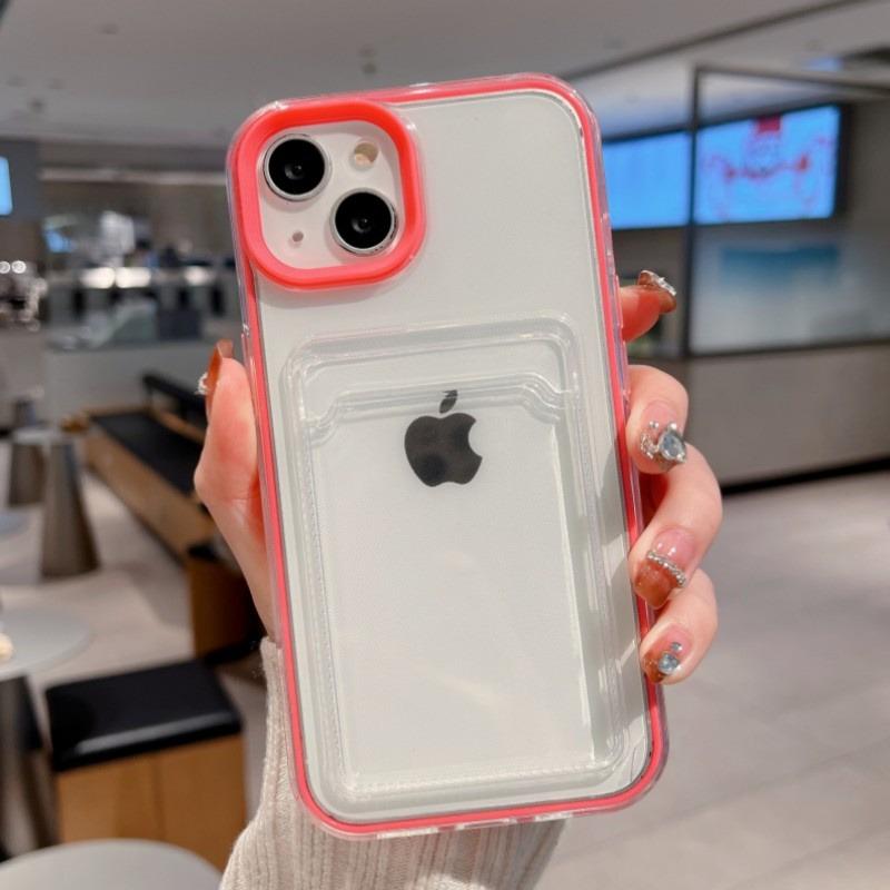 Simple Card Pocket Bag Colorful Bumper Phone Case For For Iphone 16 17 Pro Max 1 14 13 12 11 16 Plus Air Clear Back Cover