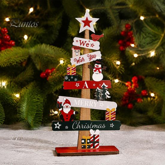 Charming Xmas Tabletop Ornaments Christmas Tree Ornament, Wooden Letter Sign Decorative Small Festive Accents for Office Compact Stable Party Supplies