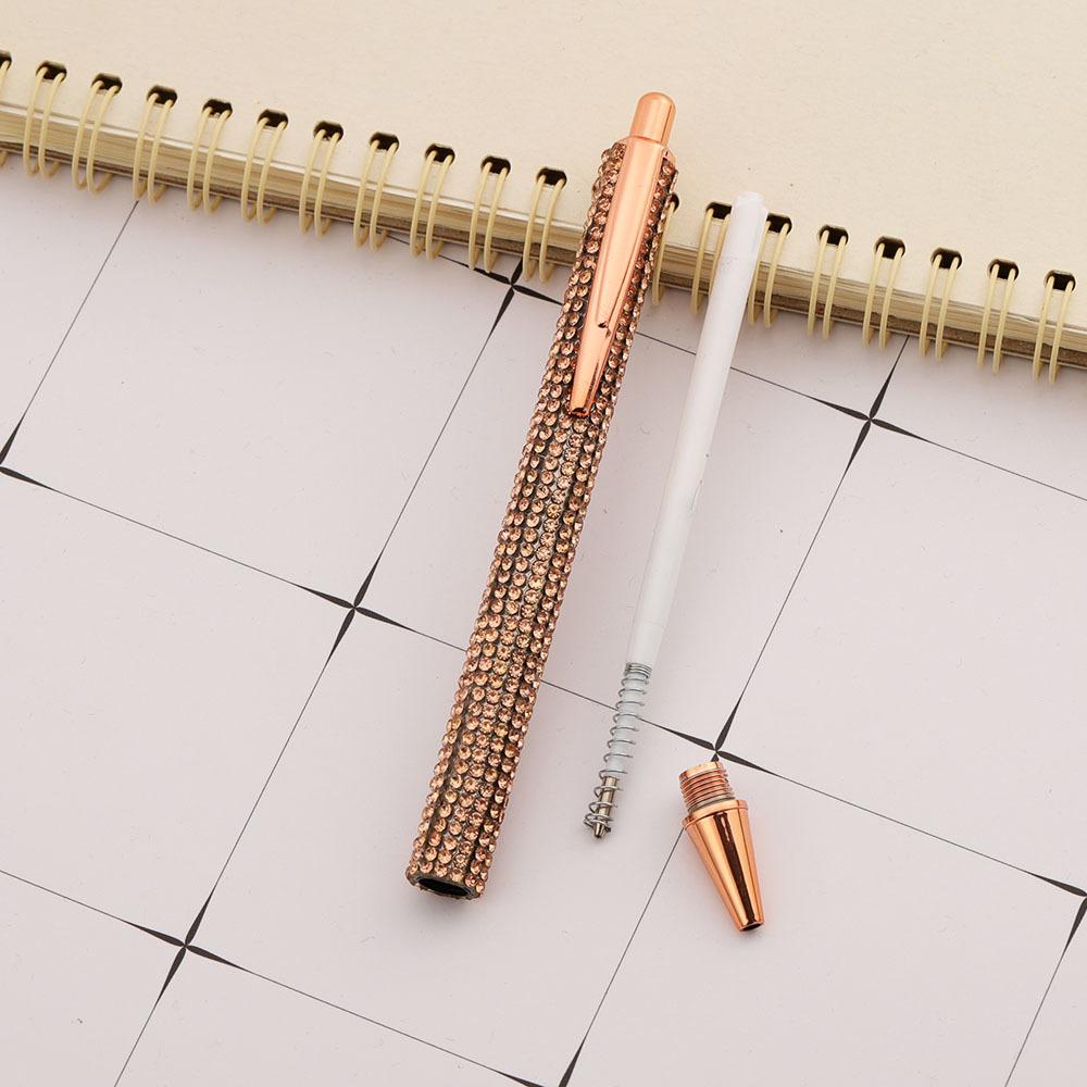 Presse Strass Rose Gold Kugelschreiber Luxus süße Hochzeit Metall Schreibwaren Schule Bürobedarf 4 Stück