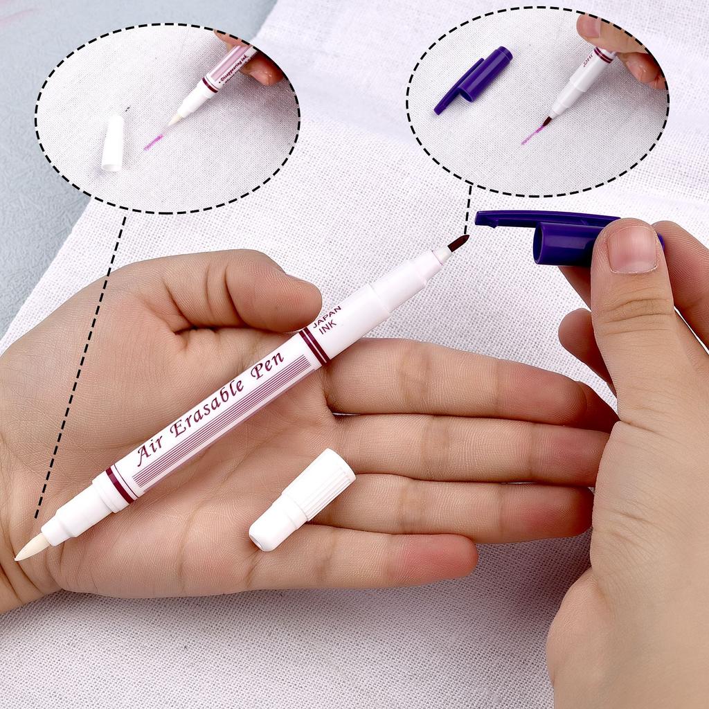1/7pcs Ink Disappearing Fabric Marker Pen DIY Cross Stitch Water Erasable Pen Dressmaking Tailor's Pen for Quilting Sewing Tools