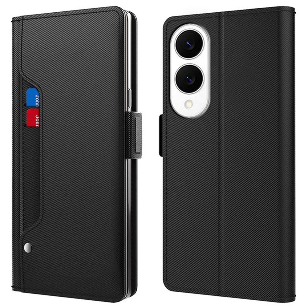 For Samsung Galaxy S25 Edge Case Stand PU Leather Phone Cover Card Holder Mirror