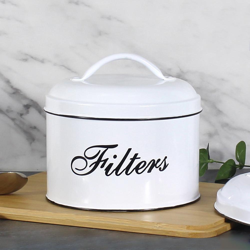 Cooking Utensils Desktop Organizer Coffee Filter Holder Eco-friendly With Lid Container Home Kitchen Round Easy Clean