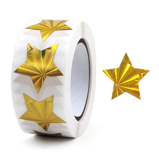 500 Pcs Self-Adhesive Label Stickers Waterproof Removable Heart/Star/Round/Pet Paw Shaped Stickers Roll for Laptops Water Bottles Scrapbooking Crafts