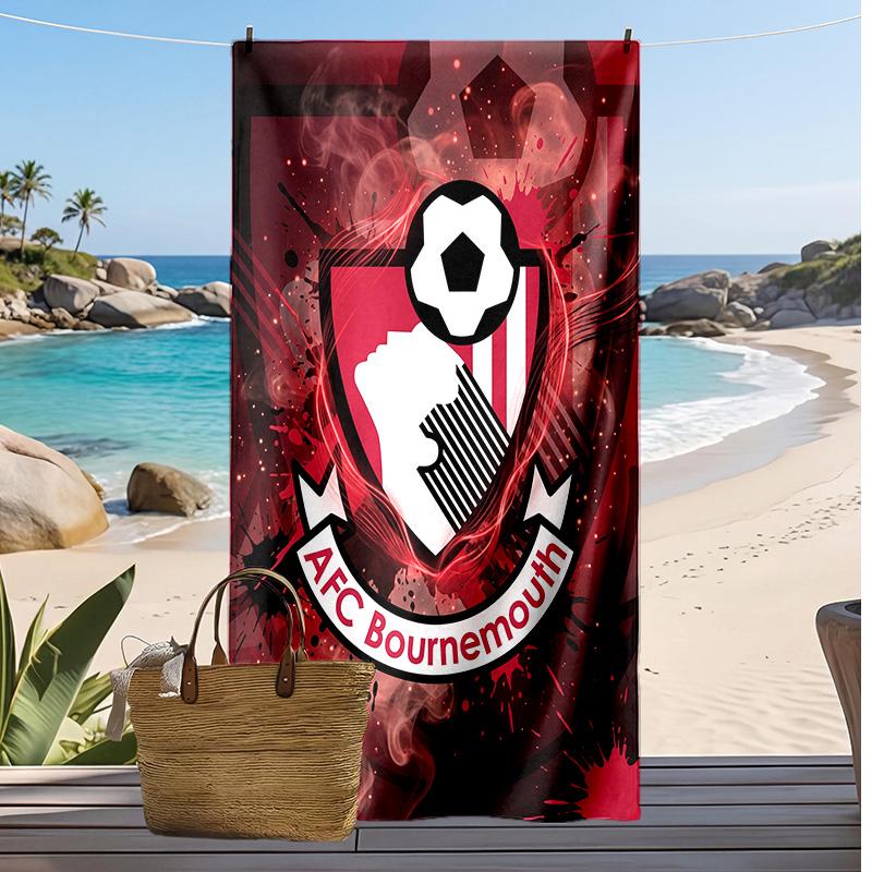 Bournemouth Football Print Beach Towel, Large Soft Quick Dry Towel for Beach Camping Swimming