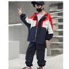 Boys' Autumn Suits, Big Children's Sportswear, Children's Fashion, Autumn Contrast Color Hooded Jackets