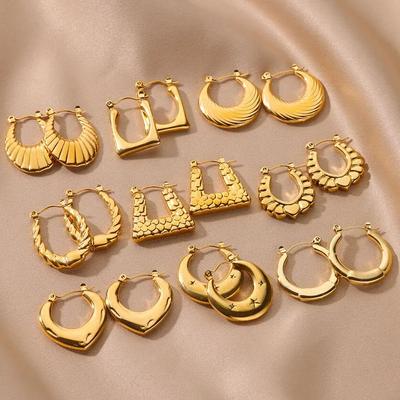 Orecchini rotondi grossi in acciaio inossidabile di tendenza per le donne 2024, nuovi orecchini geometrici color oro, orecchini alla moda, gioielli regalo