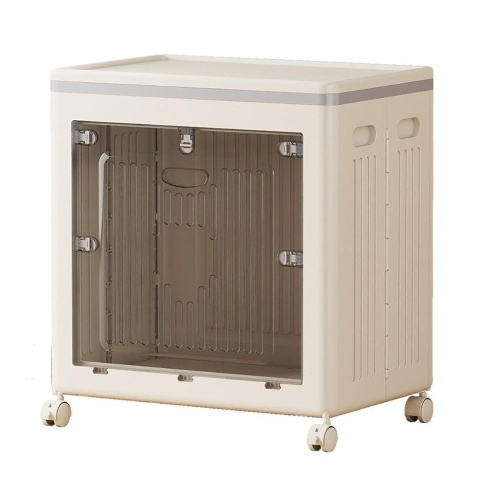 Foldable Wardrobe Storage Box with Wheels Clamshell Design Clothes Storage Basket Plastic Dust Proof Toy Storage Box
