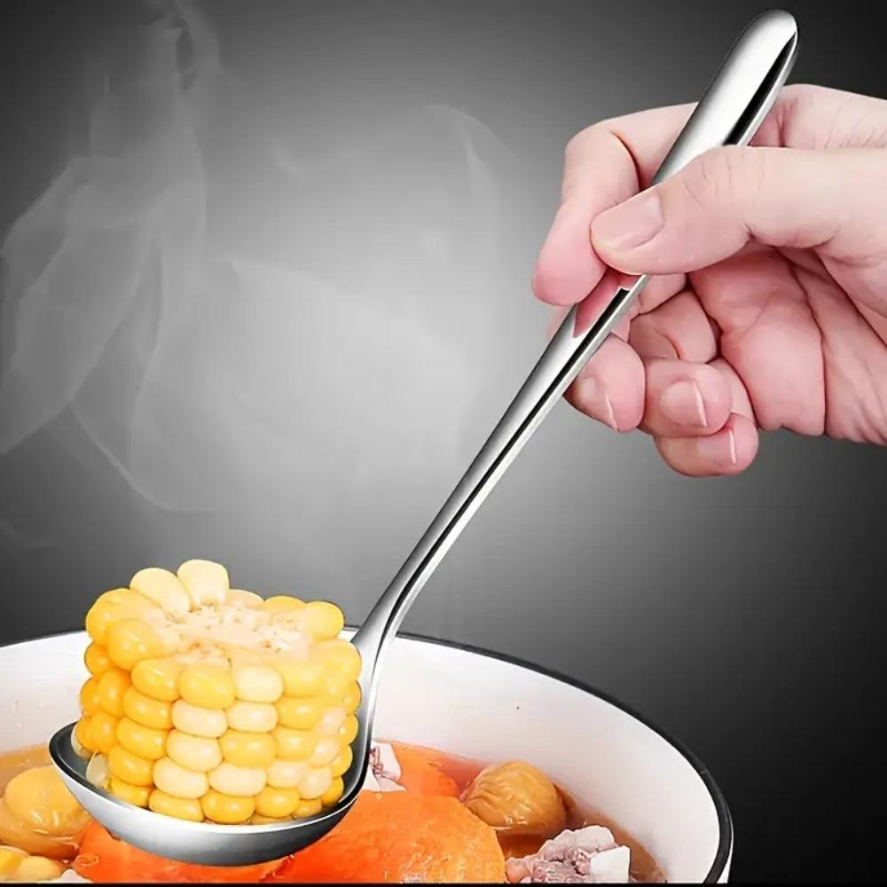 Thick-Handled Stainless Steel Spoons Durable Serving Spoons Long-Lasting Soup Spoon  Restaurant