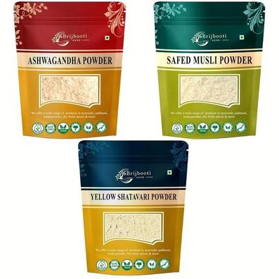 Birju Mahavir Ashwagandha, Safed Musli, Shatavari Pulver je 100 Gramm, Naturali, 300 Gramm, Natürlich (BMKB-162)