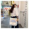Trendy Canvas Shoulder Bag Cute Color Block Handbag Lightweight Waterproof