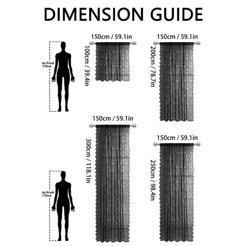 2pcs Semi-sheer Lace Curtains Rod-pocket Gauze Curtain