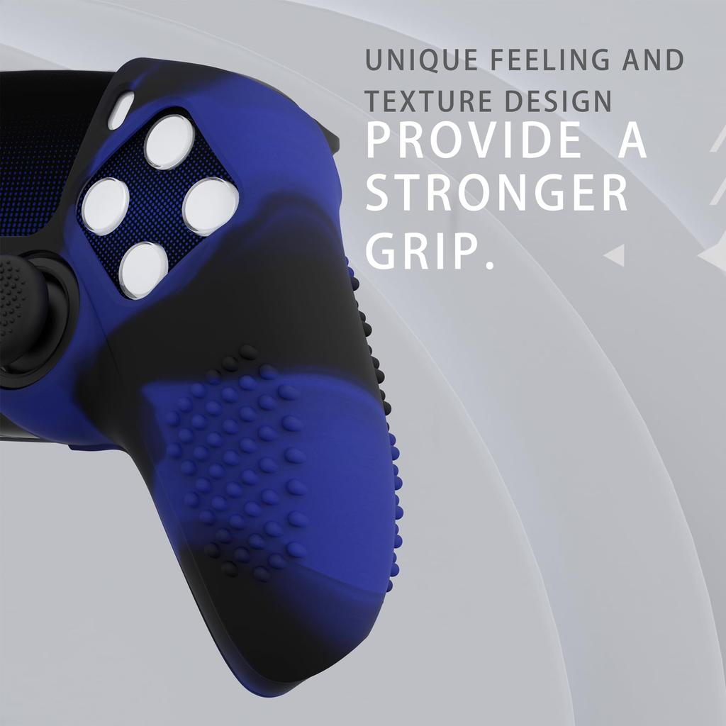 Ochranný kryt pro PlayVital ps5 vylepšený silikonový kryt kompatibilní s nabíjecími krytkami pro 12 palců a 4 nálepkami 3D kolík a nárazuvzdorný