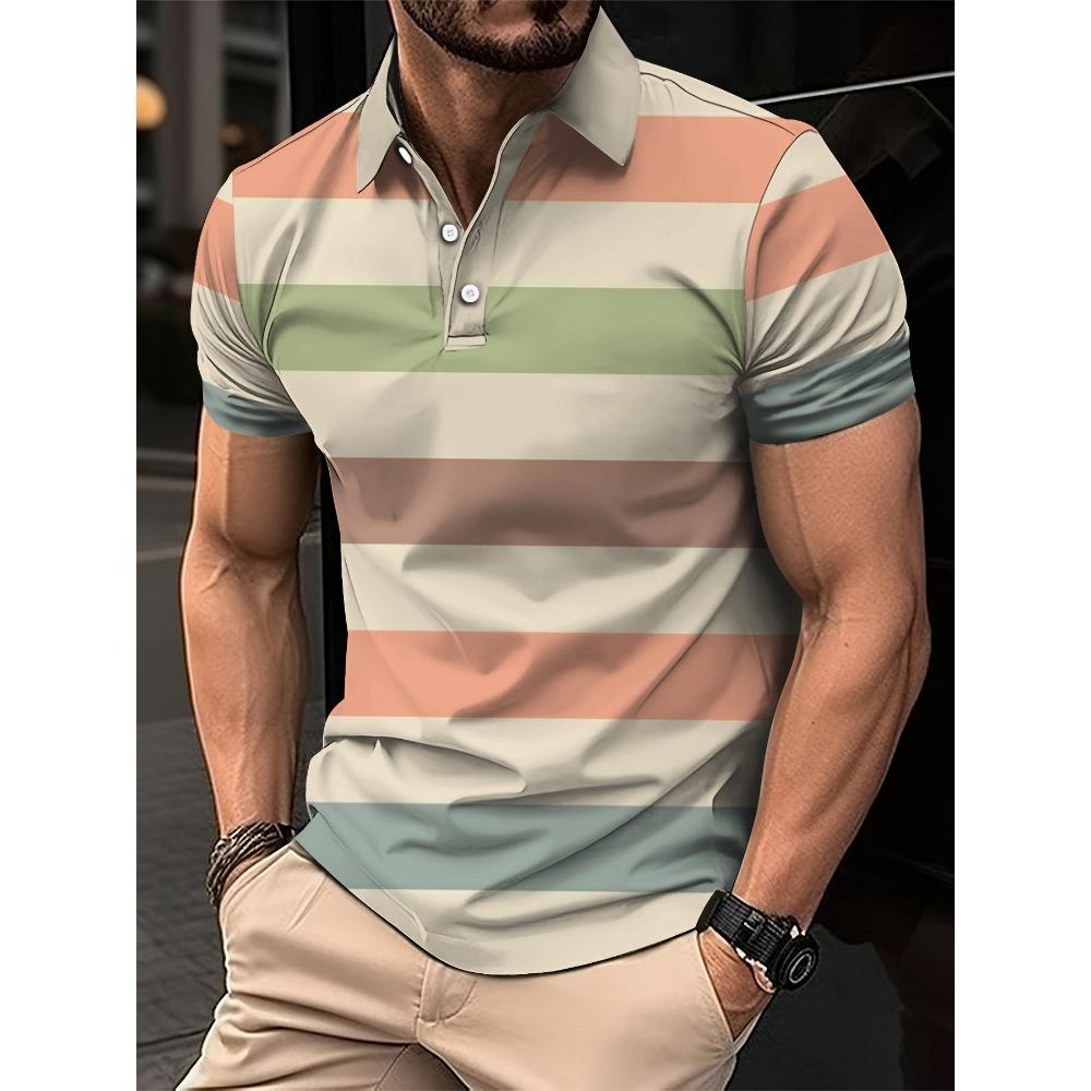 Men's Short Sleeved Lapel 3D Digital Print