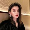 Earrings Double C Rhinestone Multi-color Super Bright Stud Earrings