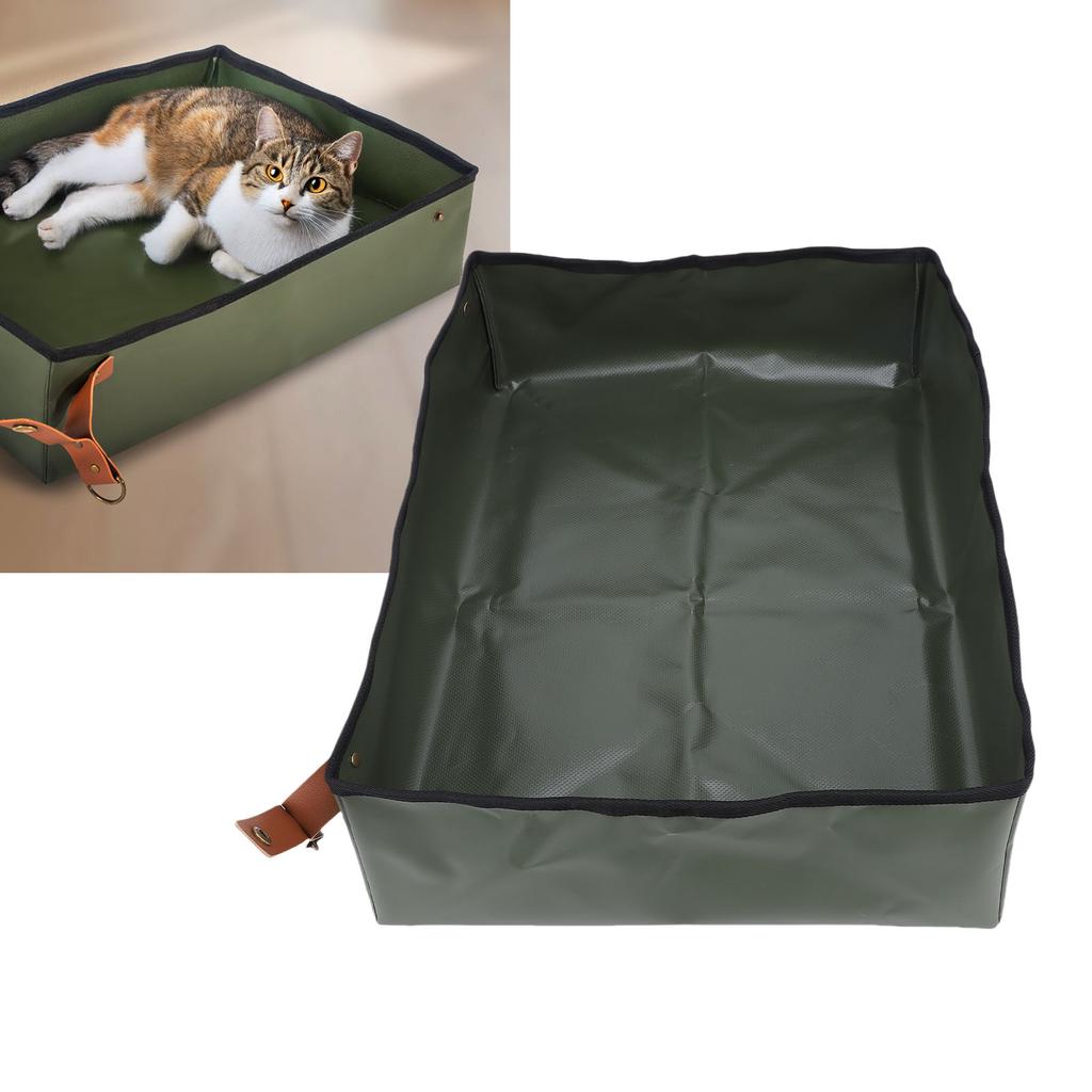 Portable Cat Travel Litter Box Waterproofing Foldable Litter Box Cat Collapsible Toilet for Hotels Camping Outdoor Activities
