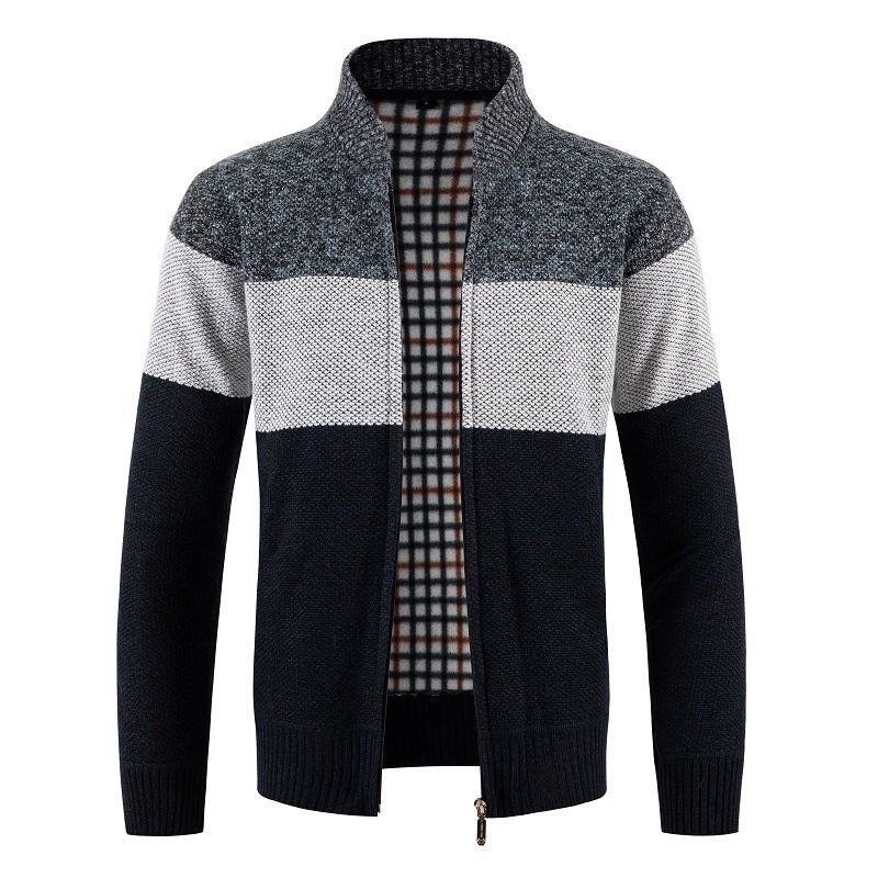 Cardigan Sweater Jacket Korean Style Autumn and Winter Color Zipper Jacket Men's Top