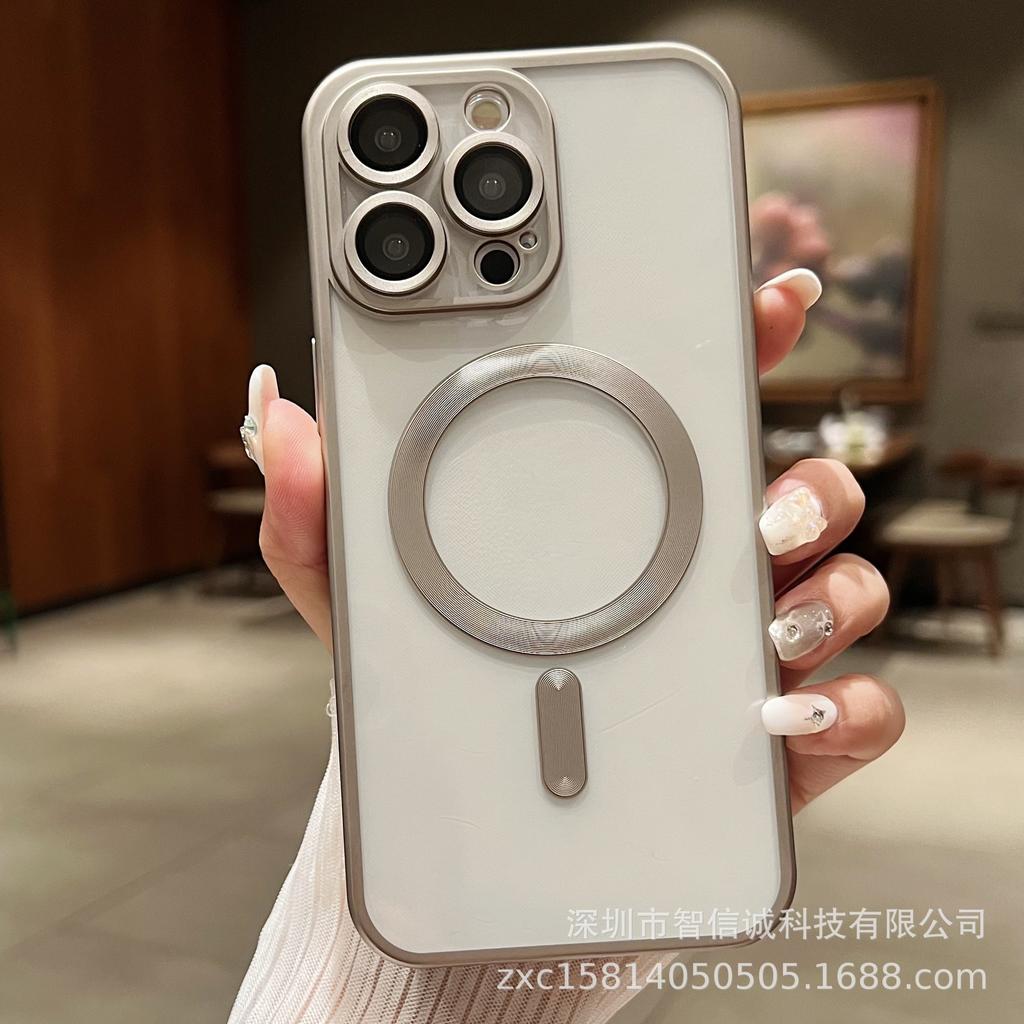Suitable for 16promax mobile phone case Apple 16pro/14/15 titanium metal electroplating magnetic attraction with self-contained lens film