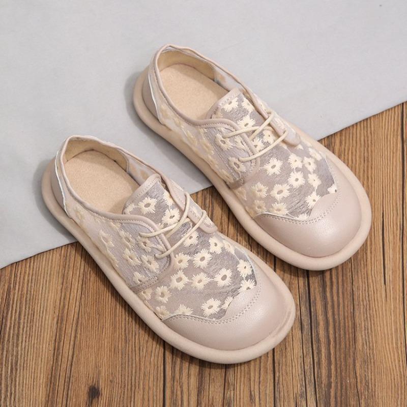 Fashion Hot Selling 2025 New Spring Single Shoes Women's Net Yarn British Style Small Leather Shoes Trifle Soft Sole Set Foot Sandals
