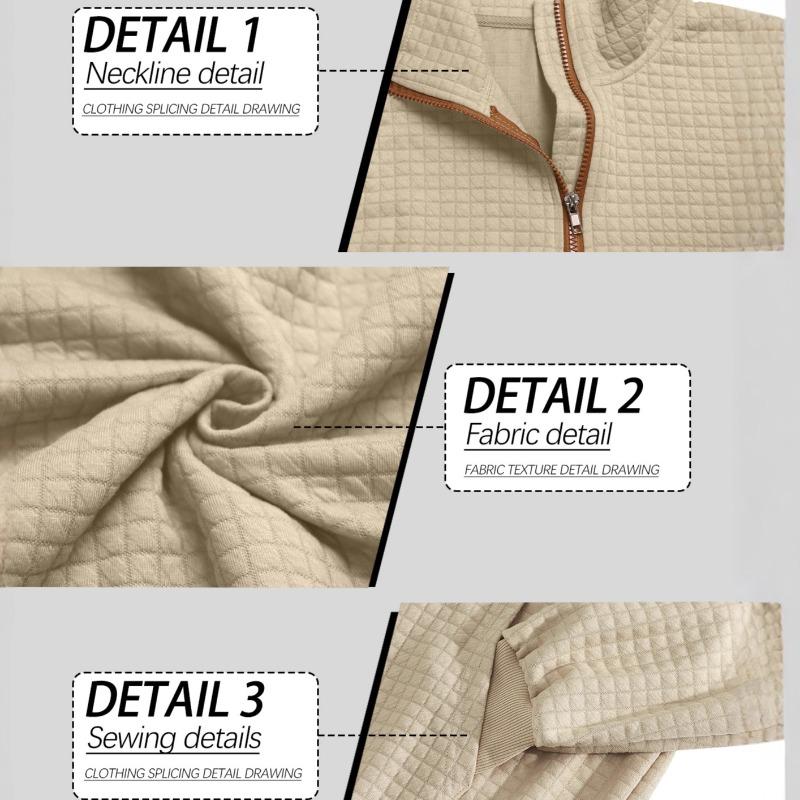 Autumn and Winter Men's Casual Sweater Jacquard Small Square Stand-up Collar Zipper Loose Top Men