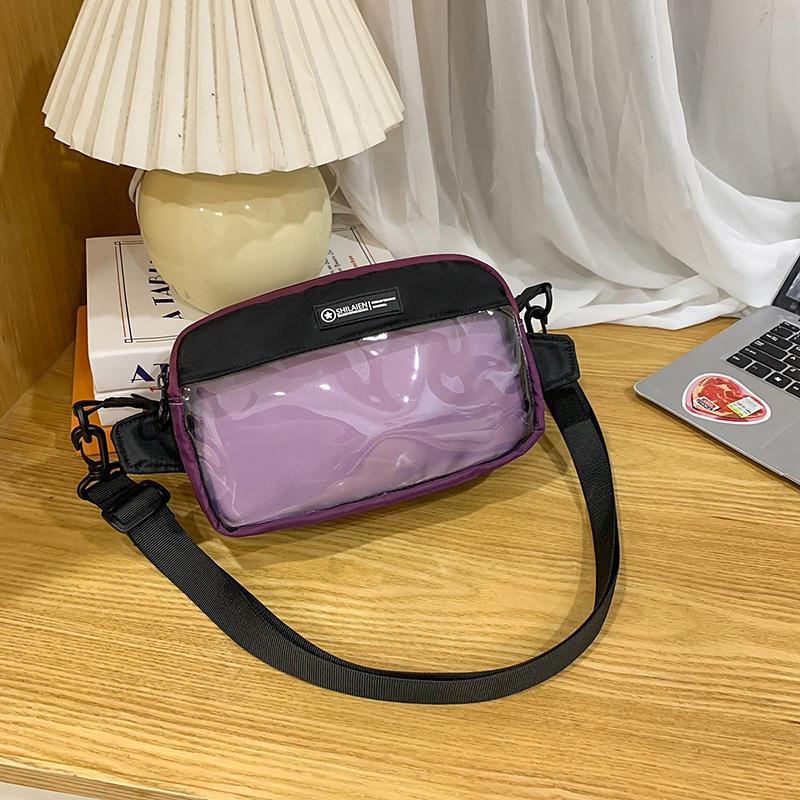 Transparent Pain Bag Female Summer Junior High School Student Large Capacity Crossbody Bag Class Commuter Shoulder Bag