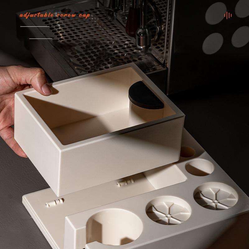 Coffee Tamping Station Portafilter Holder Stand with Knock Box Mutifuction Coffee Tool Storage Box Barista Espresso Accessory