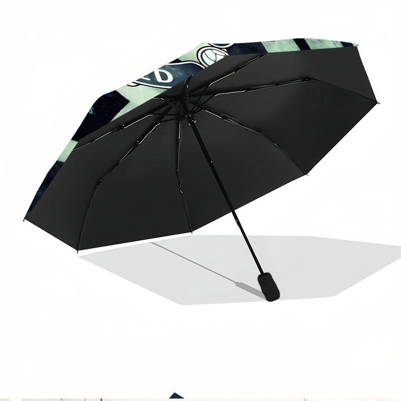 Manchester Football Print Automatic Open Close Umbrella, Portable Foldable Umbrella, for Outdoor Commute Camping Trip, Ideal Birthday Gift