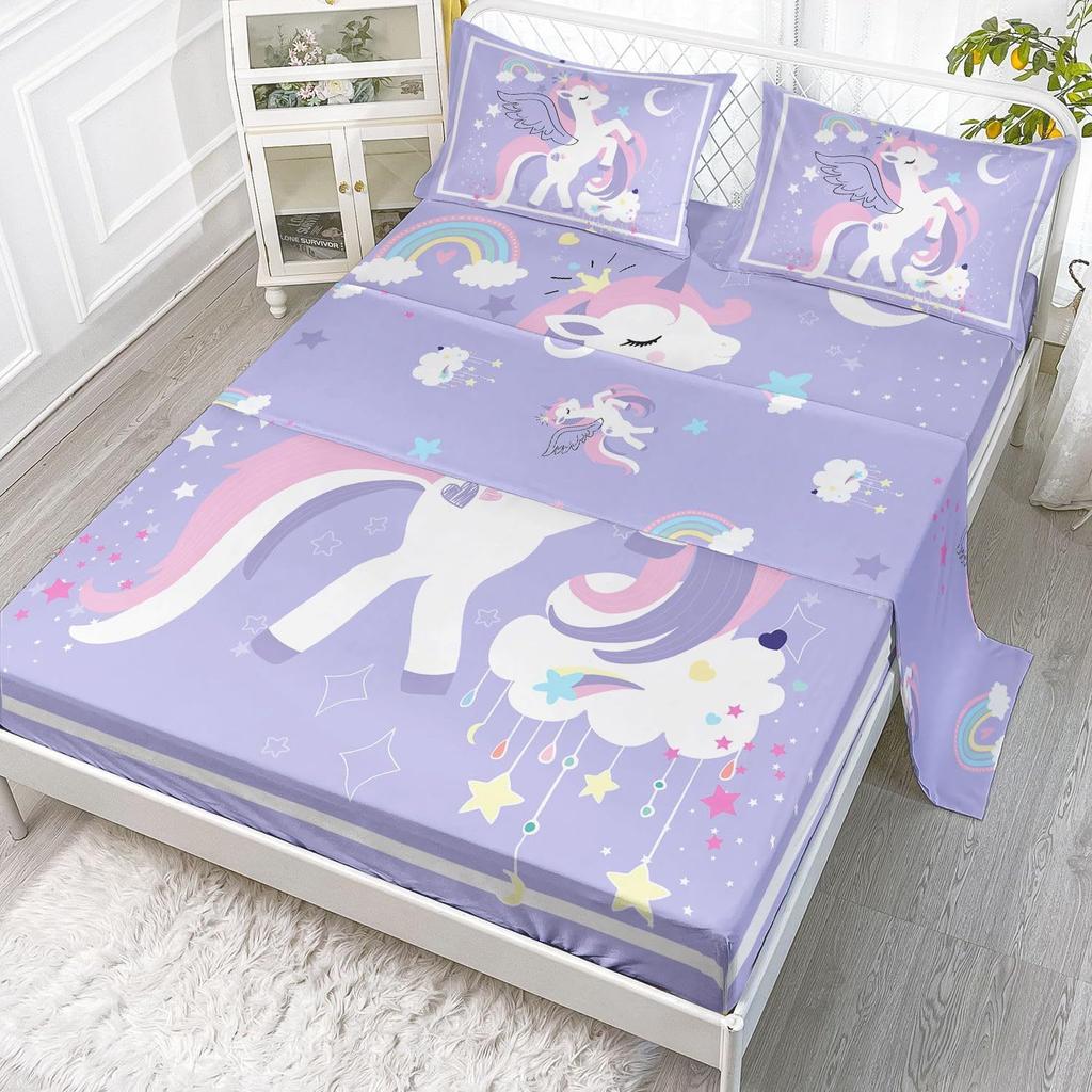 Cartoon Animal Sea Lion Pattern Bed Hat Four-Piece Bedding Set Bedroom Dormitory Bedding Decoration
