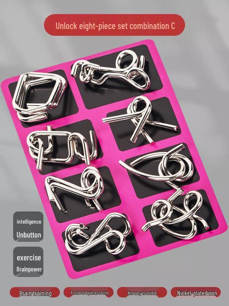 

Nine Ring Puzzle Set: Educational Toy for Ages 6-12+