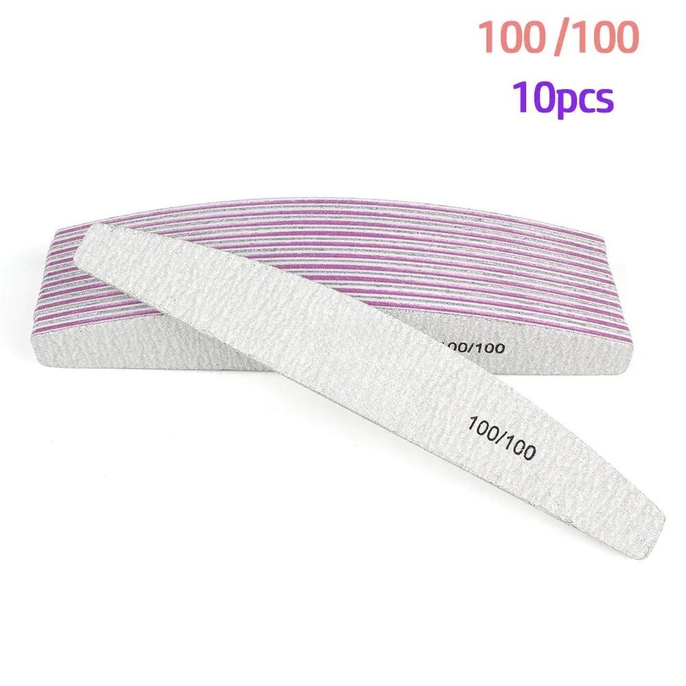 10Pcs/Lot 80/100/150/180/240 Grit Limas Trimmer Lime Nail Art Ongle Manicure Tool Nail File Buffer Double Side Nail Files Buffer
