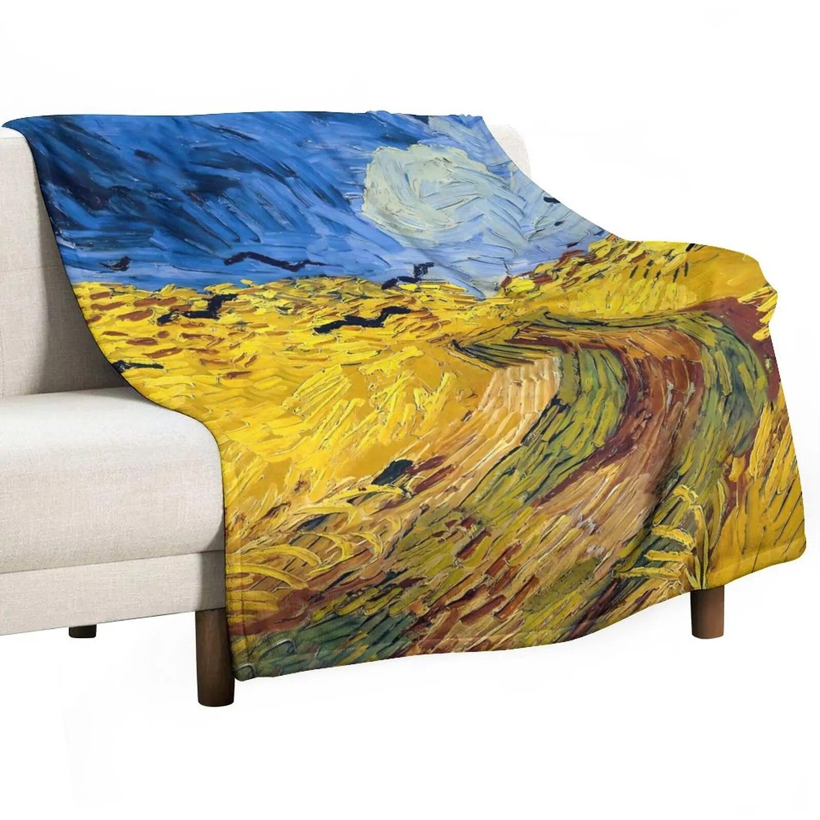 

Винсент Ван Гог фланелевое одеяло качество супер теплое одеяло с цветком миндаля зимнее путешествие спальня узор покрывало 30*40in