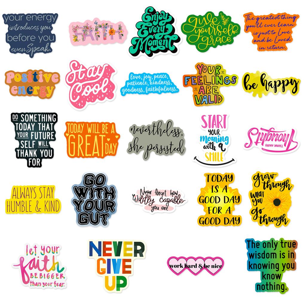 50 Inspirational Copybook Paper Diy Suitcase Sticker English Cartoon, Creative Graffiti Sticker