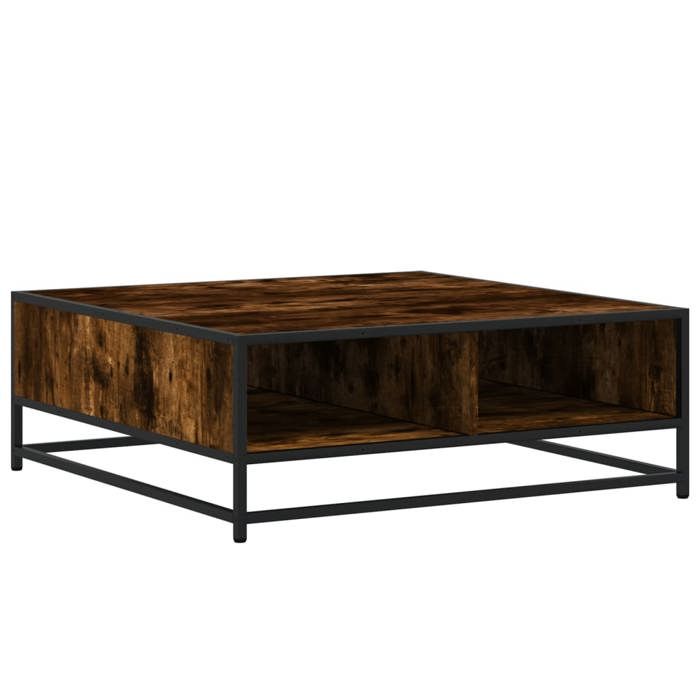 VidaXL Coffee Table Smoked Oak 80x80x30 Cm Engineered Wood and Metal, Side Table, Living Room Table, Side Table, End Table 848771