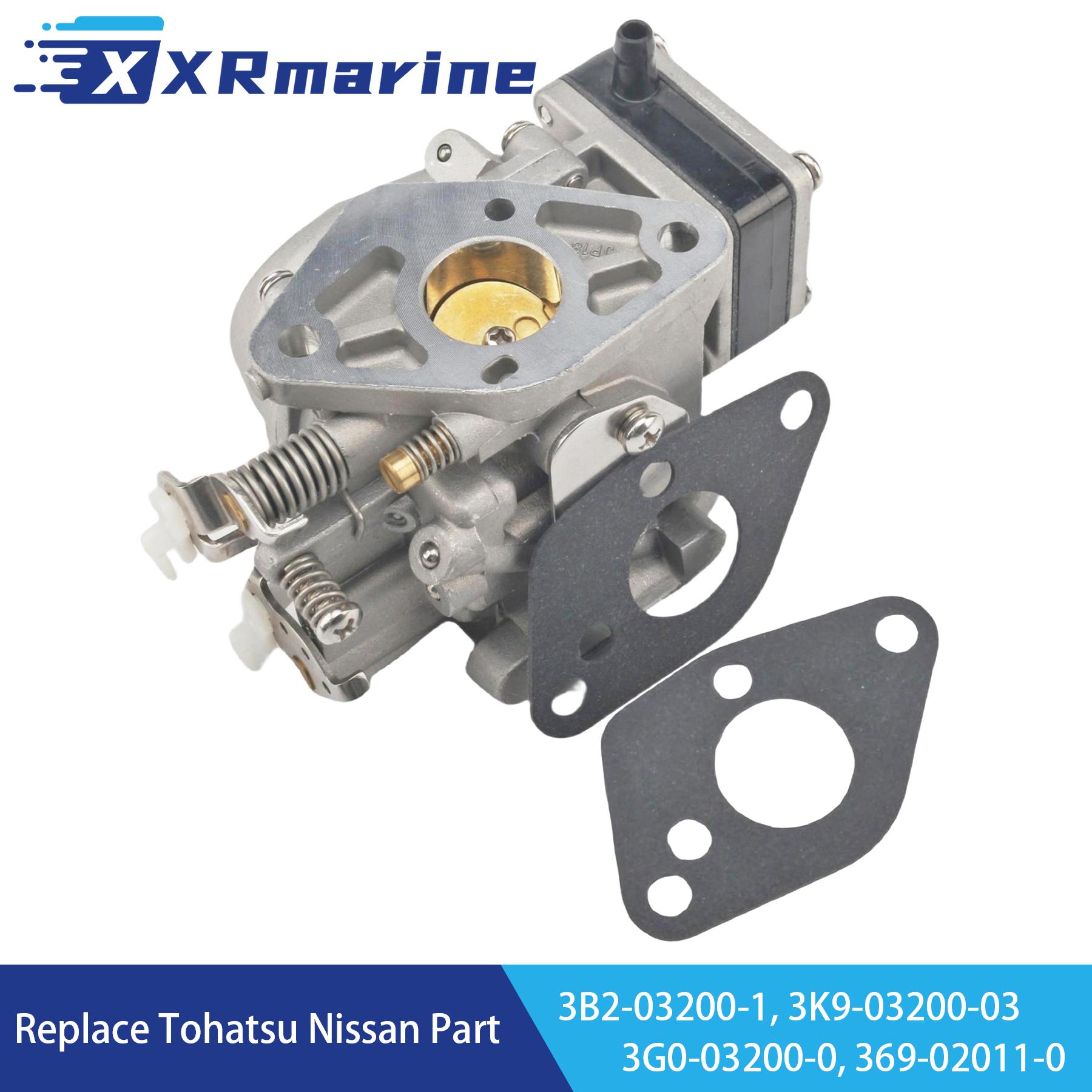 3B2-03200-1 Carburetor Assy with Gasket 369-02011-0 for Tohatsu Nissan 2-Stroke 8HP 9.8HP Outboard Motors 3K9-03200-0 3G0-03200 3B2-03200 369-02011