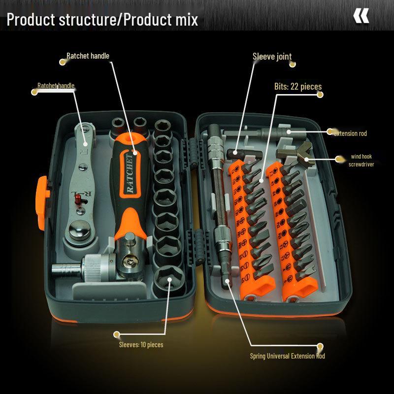 38-Piece Screwdriver & Ratchet Wrench Set - Extra Hard Household Tool Kit with Small Sockets