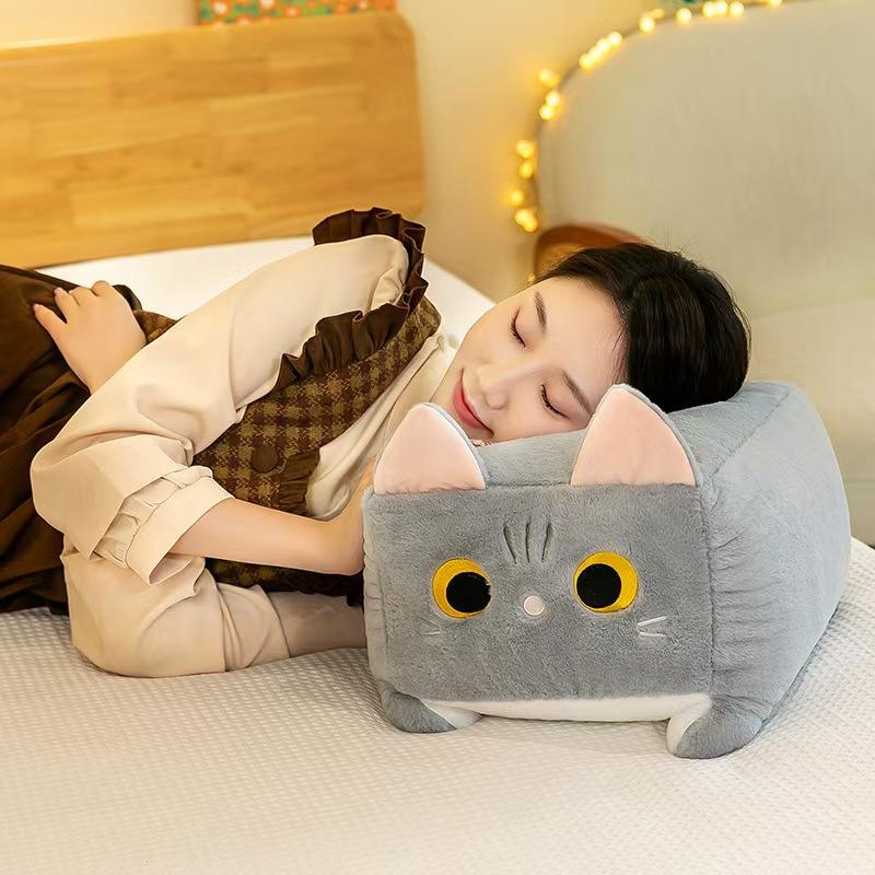 New popular square cat doll cute kitten plush toy student pillow children's gift