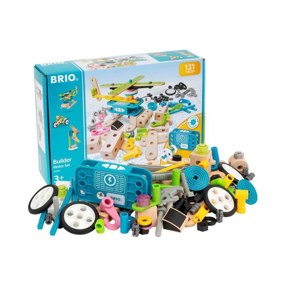 Brio Builder Motor Set 34591 121 Pieces Wooden Toy for Ages 3 and Up Construction Play