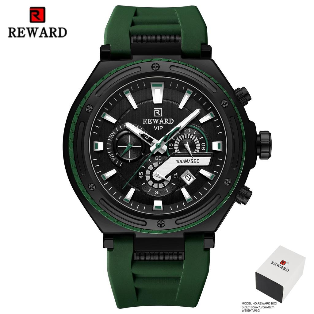 REWARD 831508 Top Fashion Men's Quartz Watch Multi Functional Automatic Date Chronograph Design Casual Silicone Watches for Man