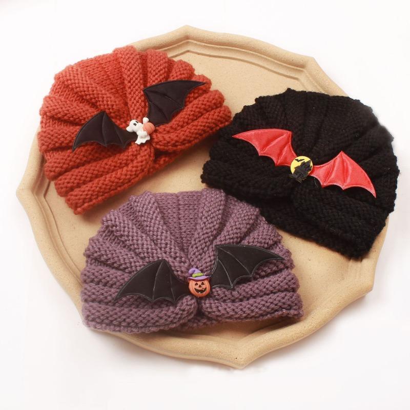 Halloween Children's Pullover Hat Pumpkin Bat Dress, Baby Winter Warm Knitted Hat, Baby Hat