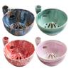 Kitchen Prep Accessory Ceramic Berry Washing Bowl with Drainage Holes, Multifunctional Fruit Handcrafted Kitchenware Colander Basin, Swirl Design