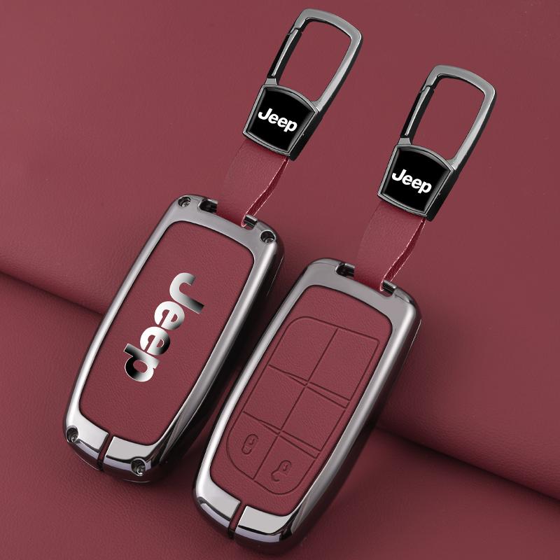 Leather Car Key Case Cover Shell For Jeep Renegade Wrangler Patriot Grand Cherokee Compass Liberty WK2 KL MP BU SRT Accessories